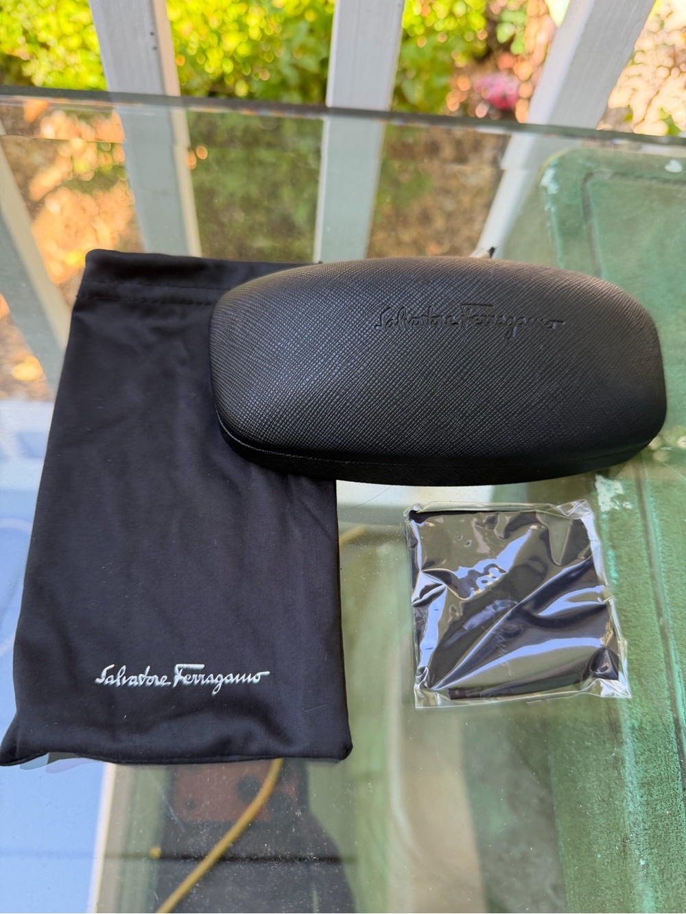 Salvatore Ferragamo Black Hard Sunglasses Case with Branded Soft Pouch